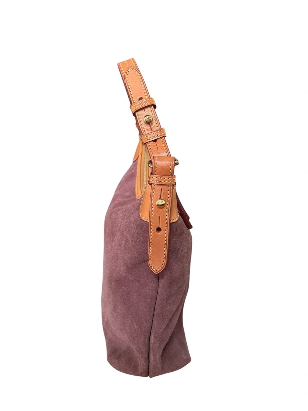 Dooney & Bourke Suede Hobo Shoulder Bag Plum Brown Leather SS924 CK